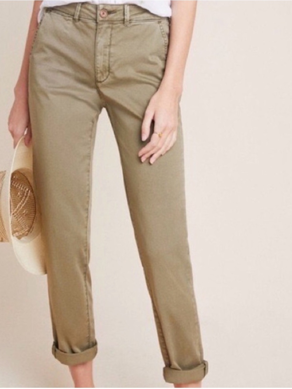 Anthropologie Chino Relaxed Fit Ankle Straight Leg Pants Size 28